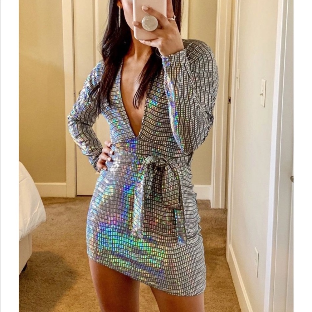 Brand new with tags metallic hologram mini dress size medium
